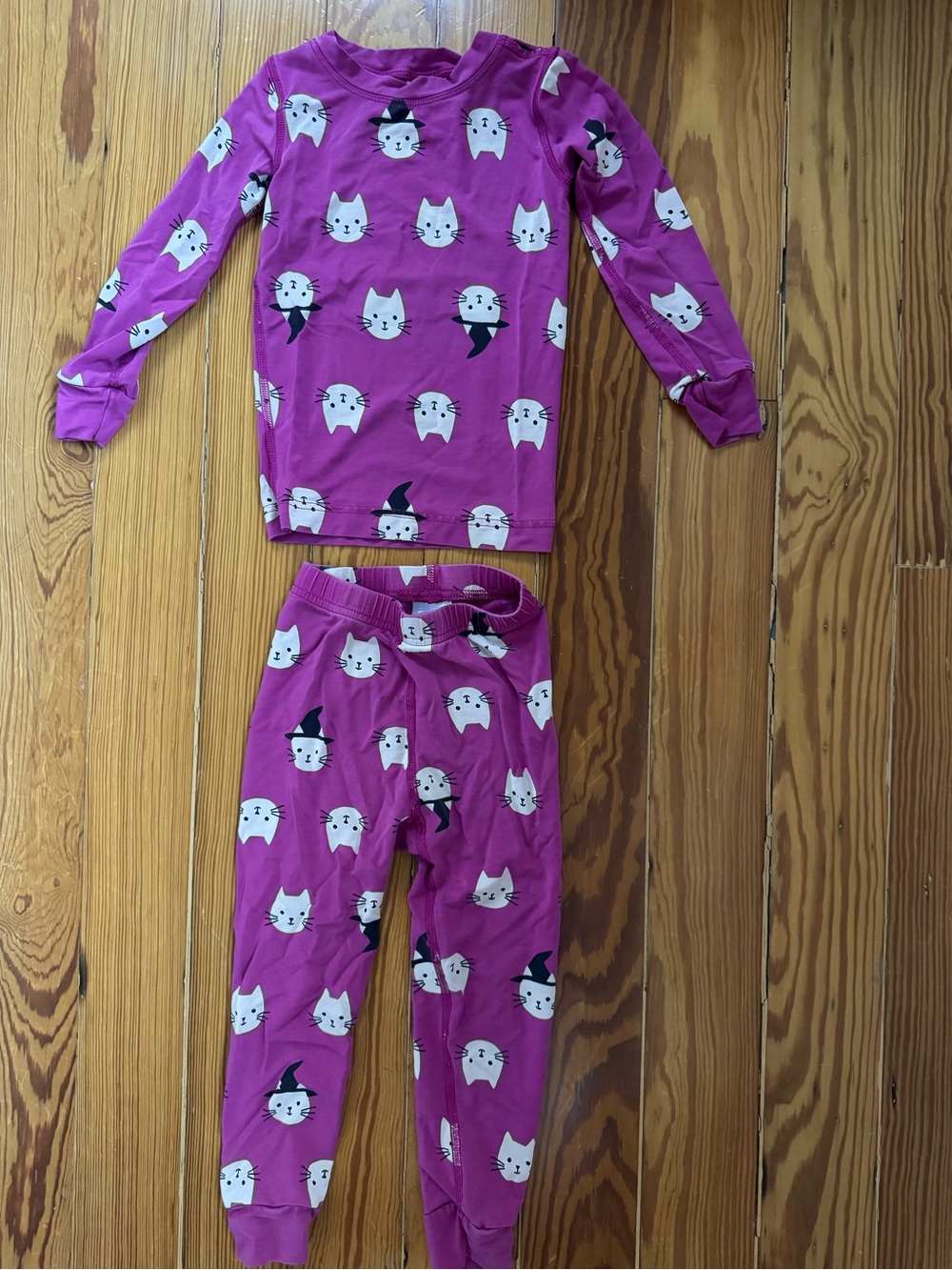 Hanna Andersson Kids' Purple Cat Print Pajama Set